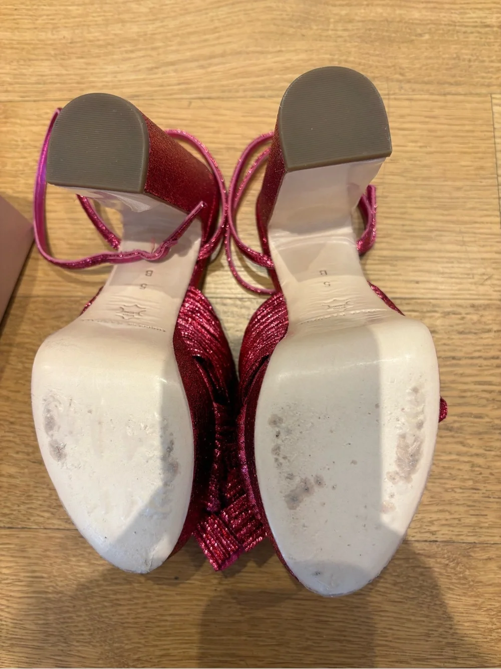 Loeffler Randall / NEW Natalia Pleat Bow Fuchsia pink  Platform Sandal Heel